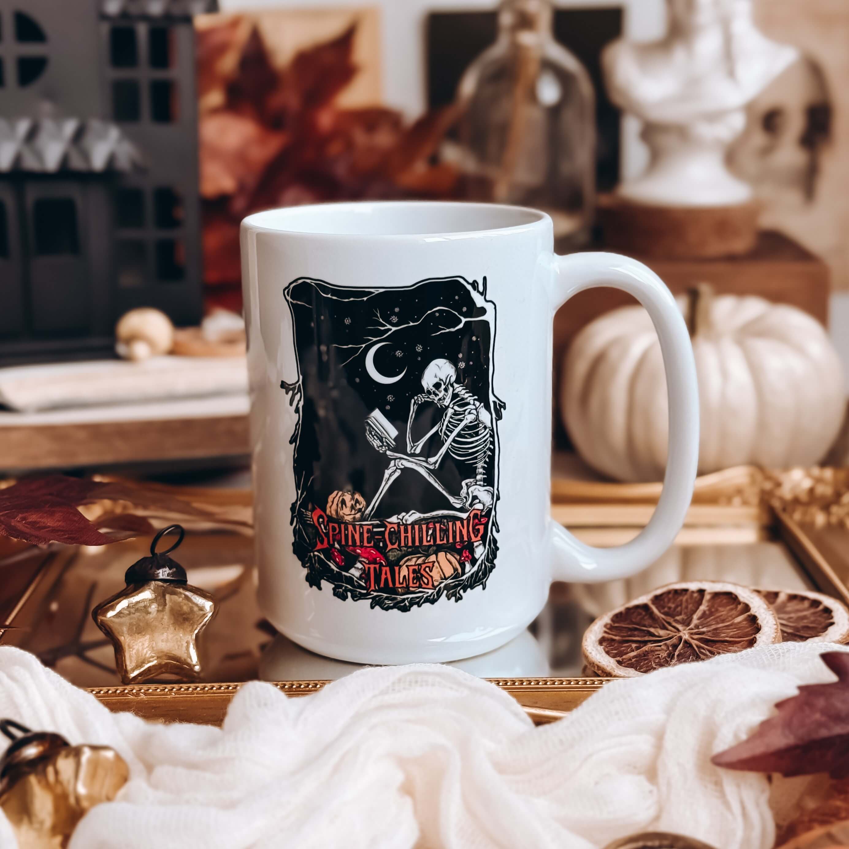 Spine-Chilling Tales Skeleton Mug